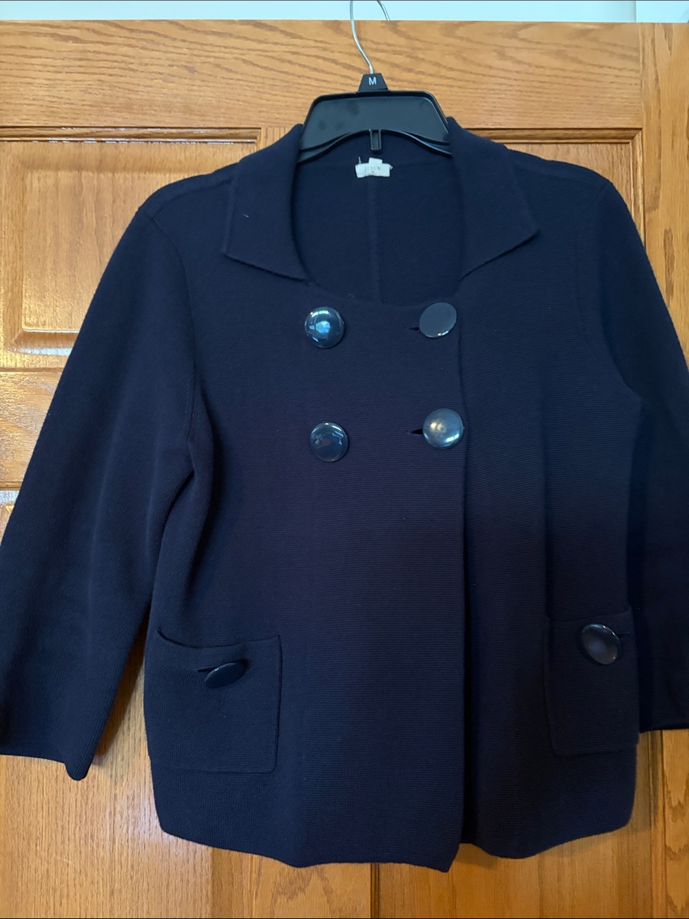 J. Crew Navy Double-Breasted cotton Blazer with Large Buttons
